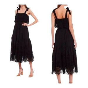 Antonio Melani embroidered floral black midi dress size 4